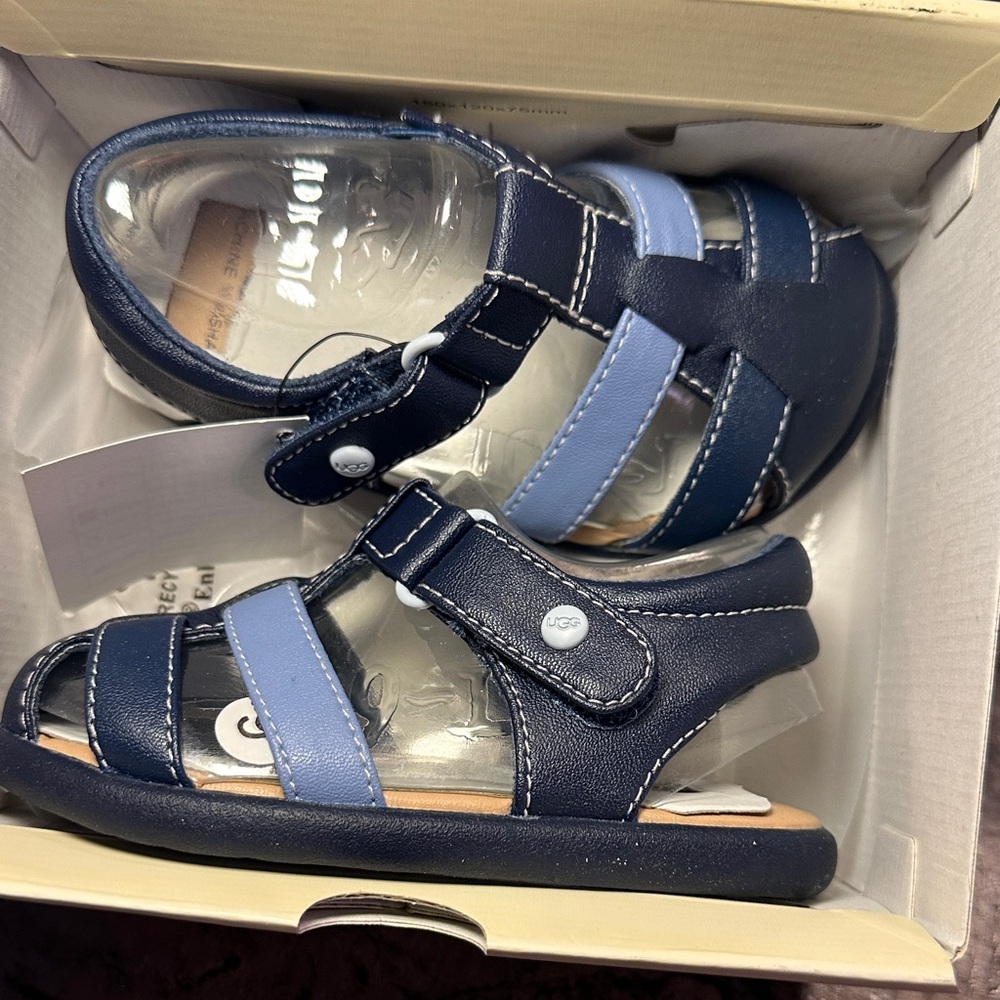 UGG Kids Dark Blue and Light Blue Sandals NEW